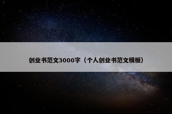 创业书范文3000字（个人创业书范文模板）