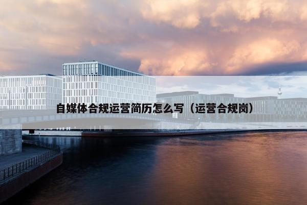 自媒体合规运营简历怎么写（运营合规岗）