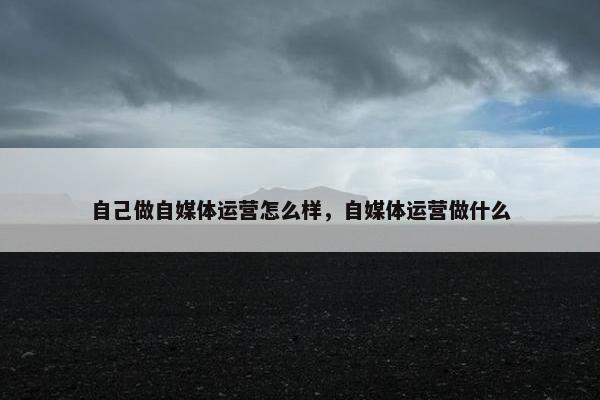 自己做自媒体运营怎么样，自媒体运营做什么