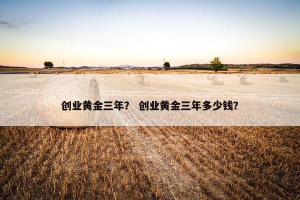 创业黄金三年？ 创业黄金三年多少钱？