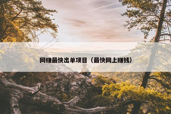 网赚最快出单项目（最快网上赚钱）