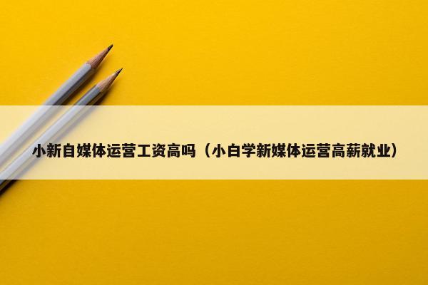 小新自媒体运营工资高吗（小白学新媒体运营高薪就业）