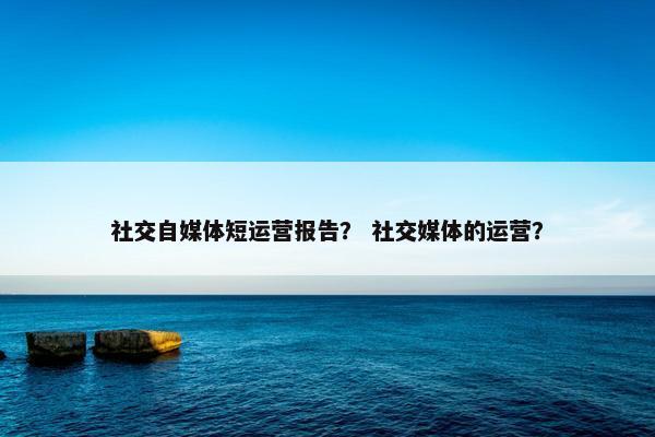 社交自媒体短运营报告？ 社交媒体的运营？