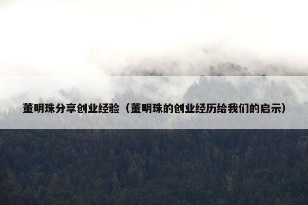 董明珠分享创业经验（董明珠的创业经历给我们的启示）