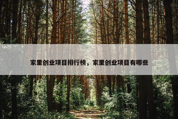 家里创业项目排行榜，家里创业项目有哪些