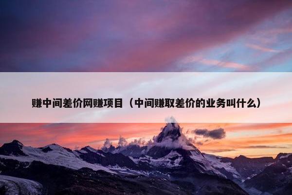 赚中间差价网赚项目（中间赚取差价的业务叫什么）