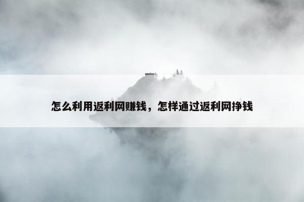怎么利用返利网赚钱，怎样通过返利网挣钱