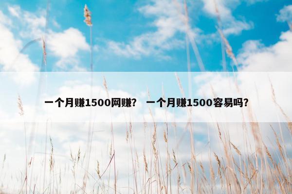 一个月赚1500网赚？ 一个月赚1500容易吗？