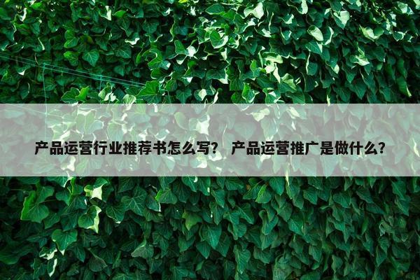 产品运营行业推荐书怎么写？ 产品运营推广是做什么？