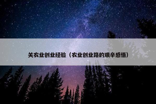 关农业创业经验（农业创业路的艰辛感悟）