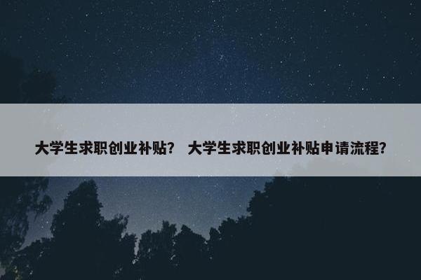 大学生求职创业补贴？ 大学生求职创业补贴申请流程？