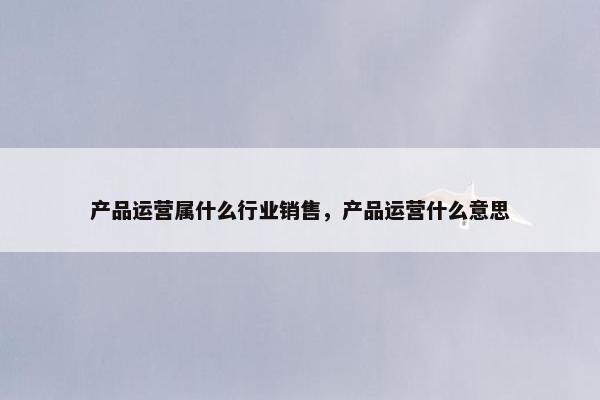 产品运营属什么行业销售，产品运营什么意思