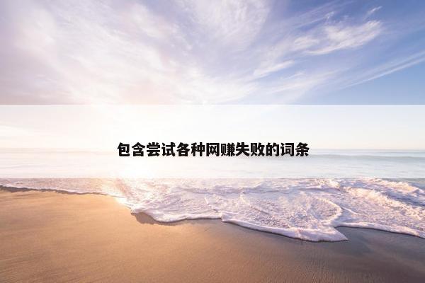 包含尝试各种网赚失败的词条