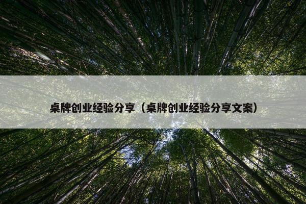 桌牌创业经验分享（桌牌创业经验分享文案）