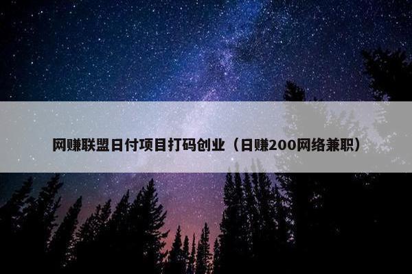 网赚联盟日付项目打码创业（日赚200网络兼职）