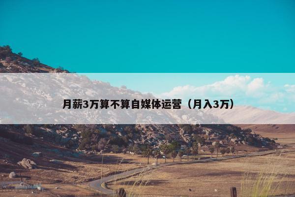 月薪3万算不算自媒体运营（月入3万）