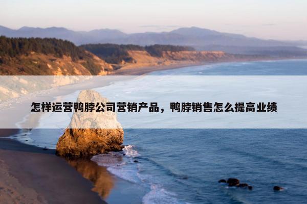 怎样运营鸭脖公司营销产品，鸭脖销售怎么提高业绩