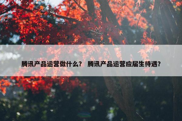腾讯产品运营做什么？ 腾讯产品运营应届生待遇？