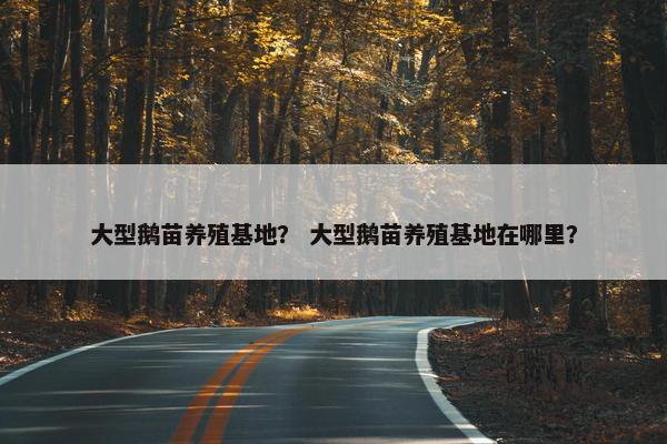 大型鹅苗养殖基地？ 大型鹅苗养殖基地在哪里？
