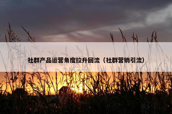 社群产品运营角度拉升回流（社群营销引流）