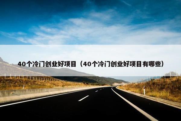 40个冷门创业好项目（40个冷门创业好项目有哪些）
