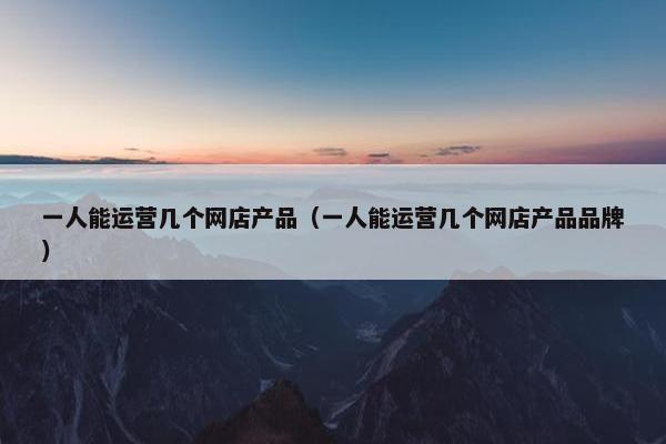 一人能运营几个网店产品（一人能运营几个网店产品品牌）