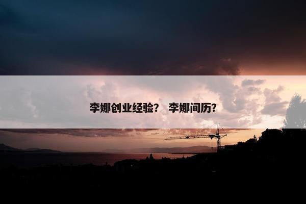 李娜创业经验？ 李娜间历？