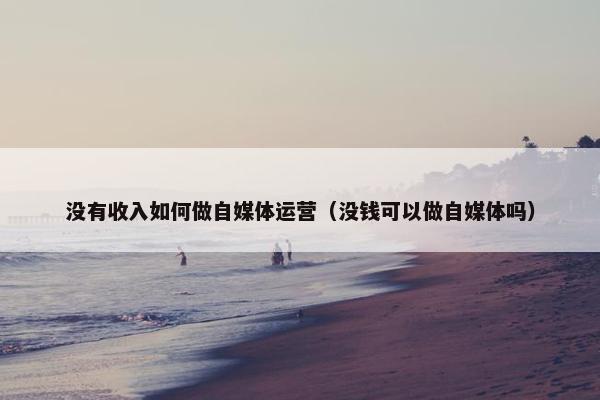 没有收入如何做自媒体运营（没钱可以做自媒体吗）