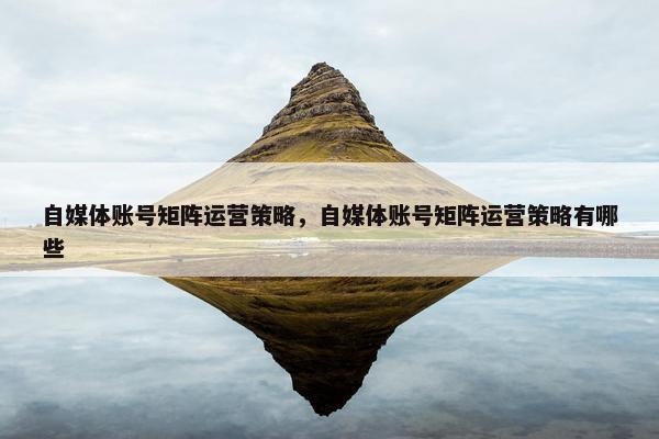 自媒体账号矩阵运营策略，自媒体账号矩阵运营策略有哪些