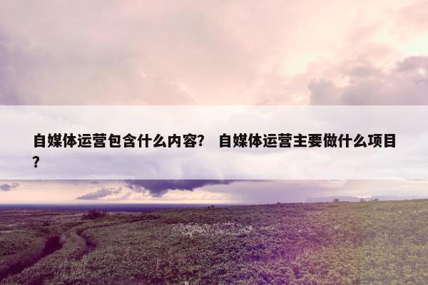 自媒体运营包含什么内容？ 自媒体运营主要做什么项目？