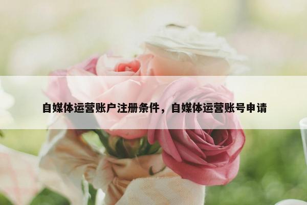 自媒体运营账户注册条件，自媒体运营账号申请