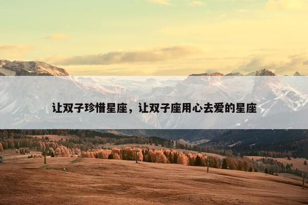 让双子珍惜星座，让双子座用心去爱的星座