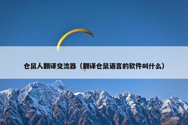 仓鼠人翻译交流器（翻译仓鼠语言的软件叫什么）