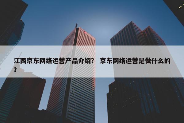 江西京东网络运营产品介绍？ 京东网络运营是做什么的？