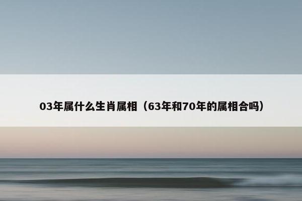03年属什么生肖属相（63年和70年的属相合吗）