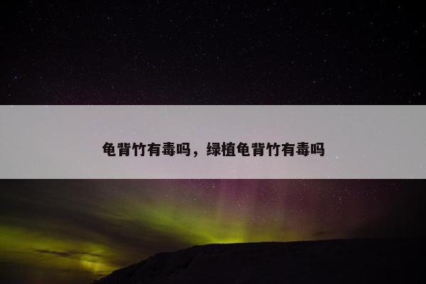 龟背竹有毒吗，绿植龟背竹有毒吗