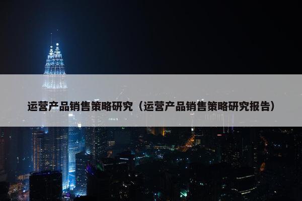 运营产品销售策略研究（运营产品销售策略研究报告）