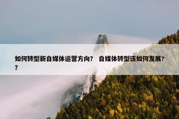 如何转型新自媒体运营方向？ 自媒体转型该如何发展?？