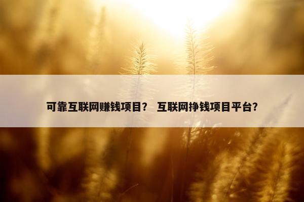 可靠互联网赚钱项目？ 互联网挣钱项目平台？