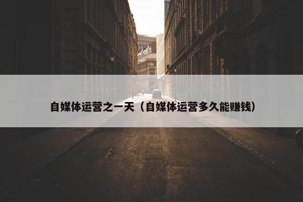 自媒体运营之一天（自媒体运营多久能赚钱）