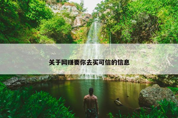 关于网赚要你去买可信的信息