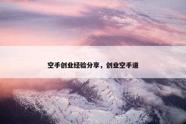 空手创业经验分享，创业空手道