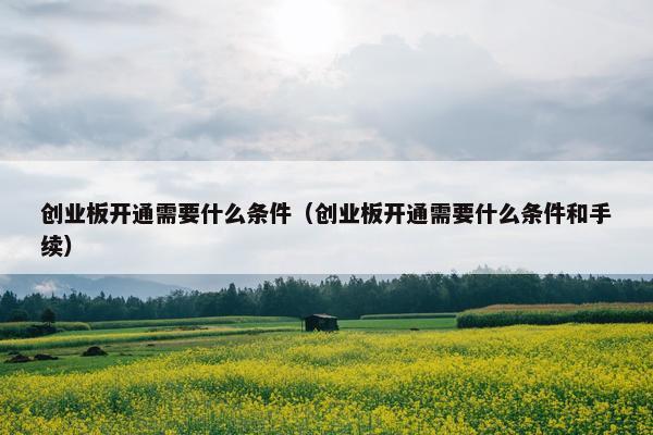 创业板开通需要什么条件（创业板开通需要什么条件和手续）