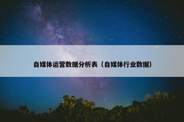 自媒体运营数据分析表（自媒体行业数据）