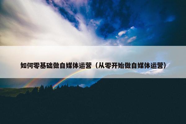 如何零基础做自媒体运营（从零开始做自媒体运营）