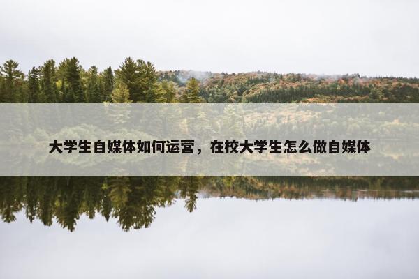 大学生自媒体如何运营，在校大学生怎么做自媒体
