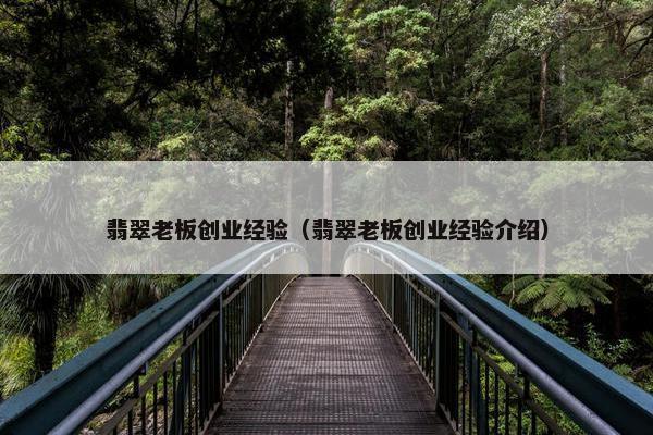 翡翠老板创业经验（翡翠老板创业经验介绍）