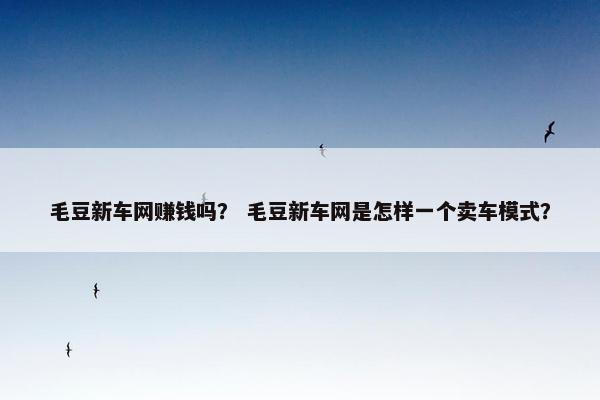 毛豆新车网赚钱吗？ 毛豆新车网是怎样一个卖车模式？