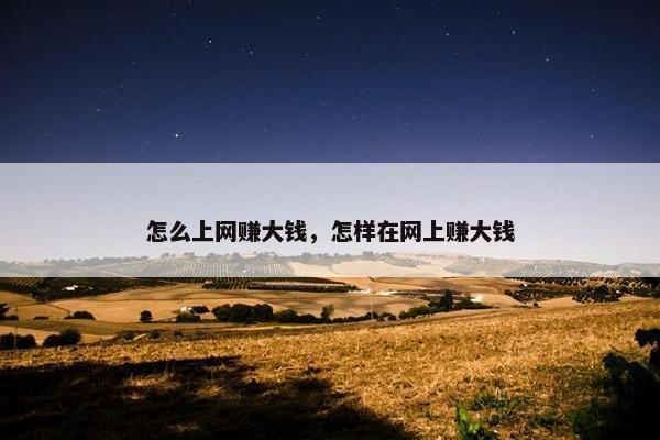 怎么上网赚大钱，怎样在网上赚大钱