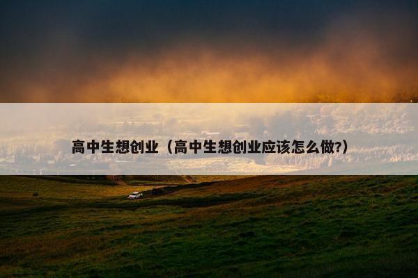 高中生想创业（高中生想创业应该怎么做?）